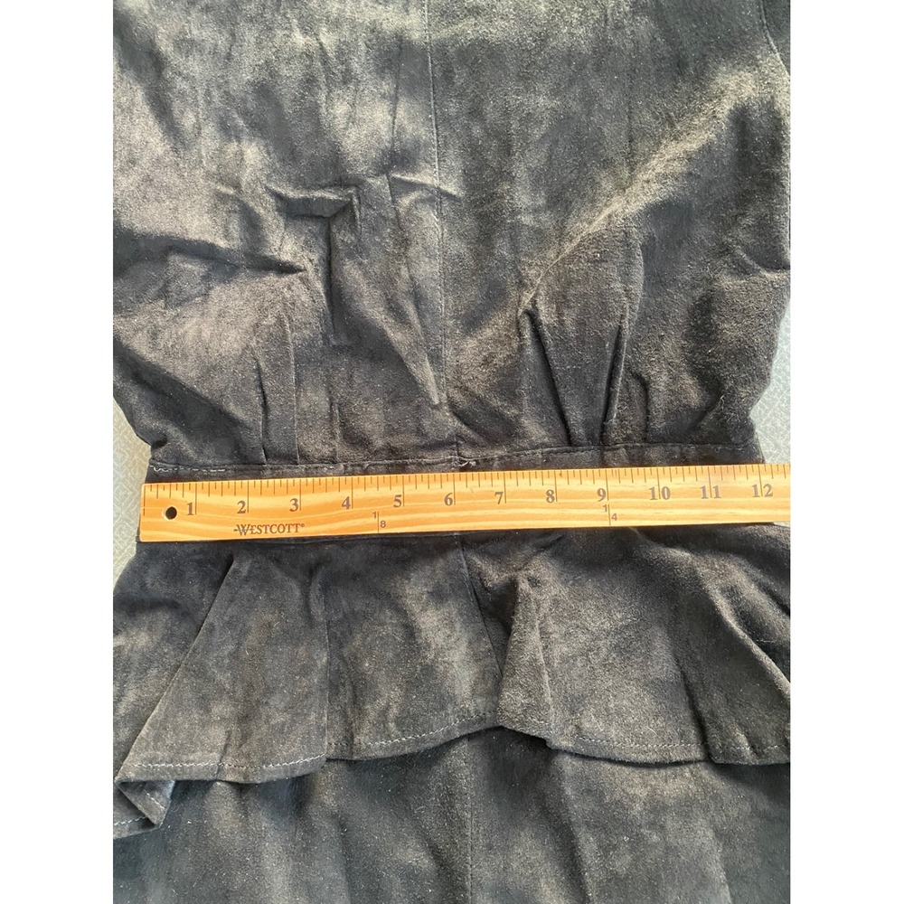 G-III Leather Designs Vintage BLK Suede Peplum Open Back Midi Dress Womens 11/12 - Picture 3 of 11